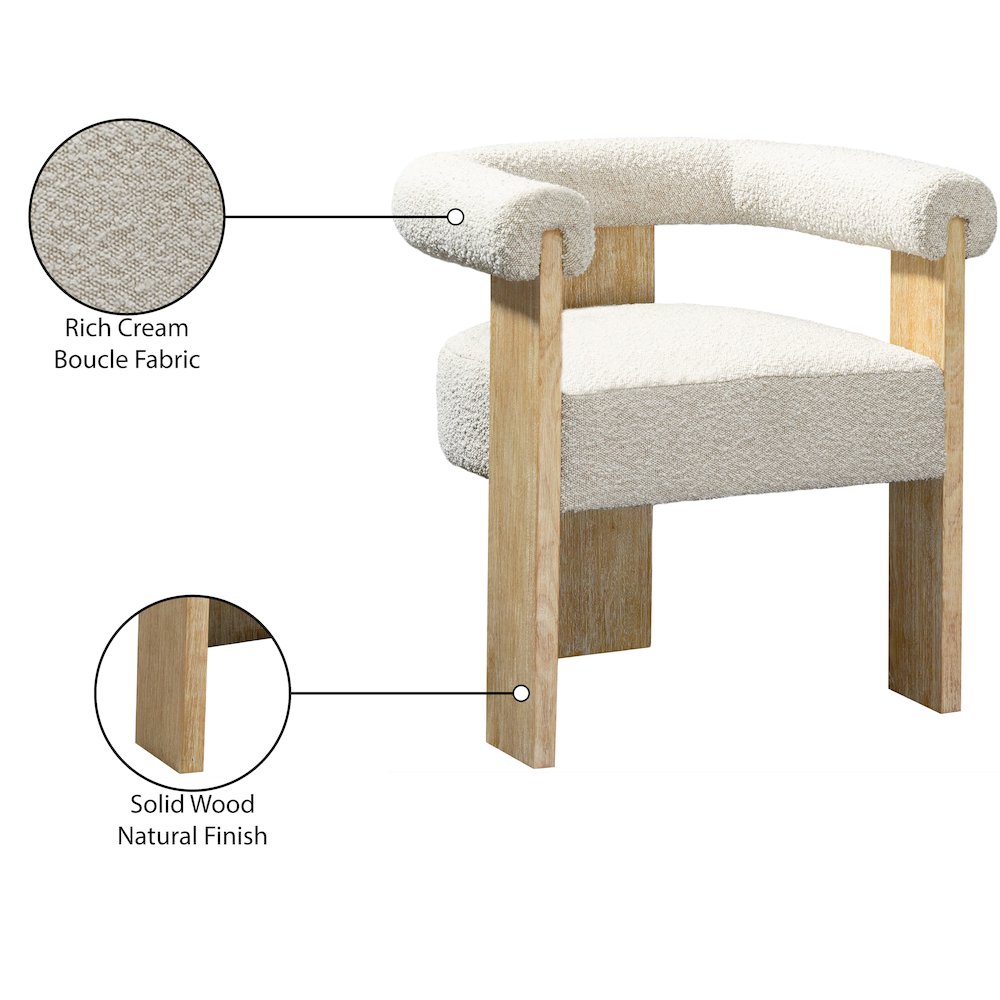 Barrel Cream Boucle Fabric Dining Chair
