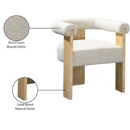 Barrel Cream Boucle Fabric Dining Chair