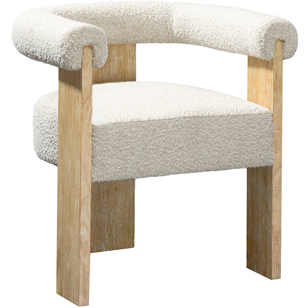 Barrel Cream Boucle Fabric Dining Chair