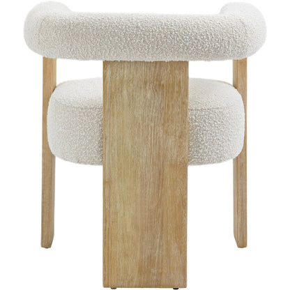 Barrel Cream Boucle Fabric Dining Chair
