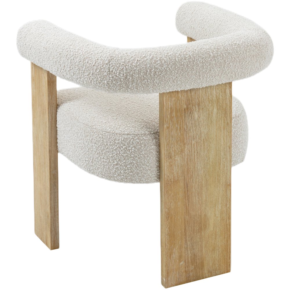 Barrel Cream Boucle Fabric Dining Chair
