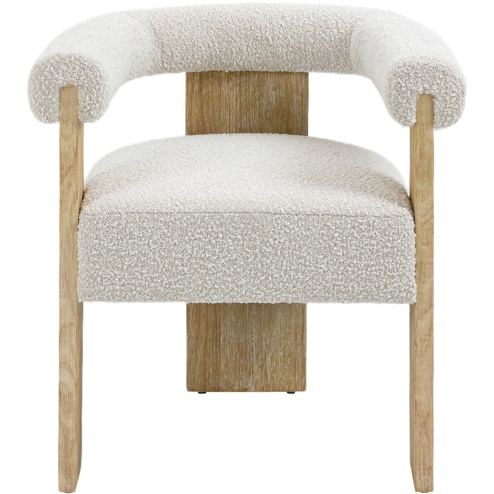 Barrel Cream Boucle Fabric Dining Chair