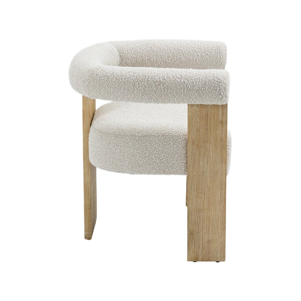 Barrel Cream Boucle Fabric Dining Chair