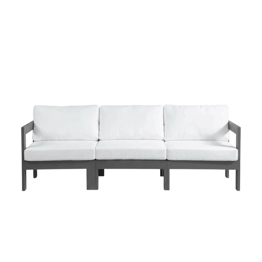White Fabric Outdoor Modular Sofa With Contemporary Style And Cushioned Back