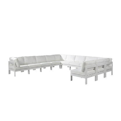 White Fabric Outdoor Patio Modular Sectional With Contemporary Style