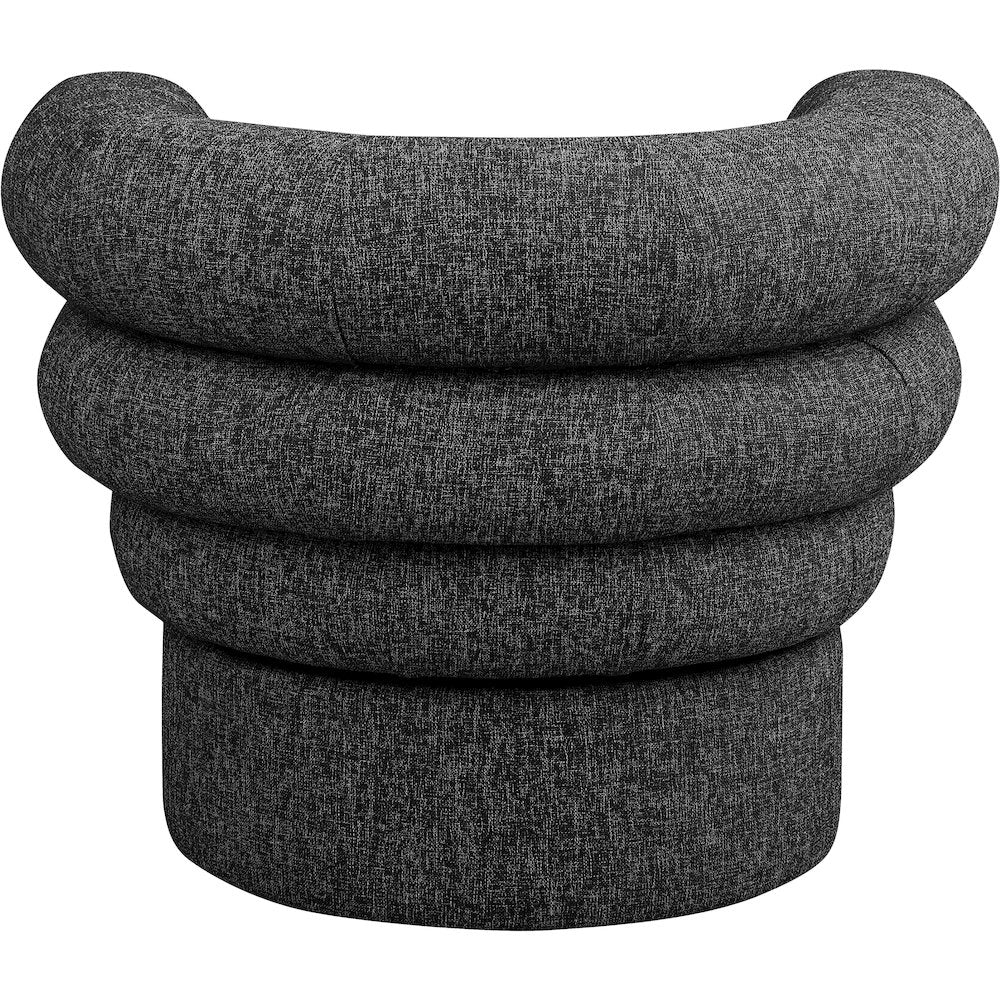 Valentina Black Linen Textured Fabric Accent Swivel Chair