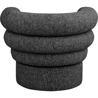 Valentina Black Linen Textured Fabric Accent Swivel Chair