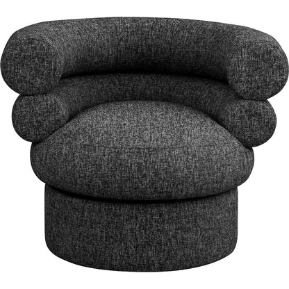 Valentina Black Linen Textured Fabric Accent Swivel Chair