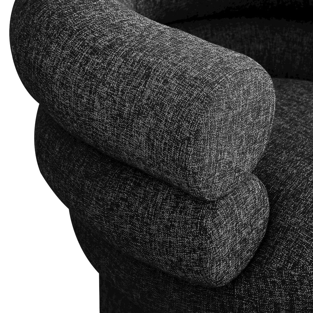 Valentina Black Linen Textured Fabric Accent Swivel Chair