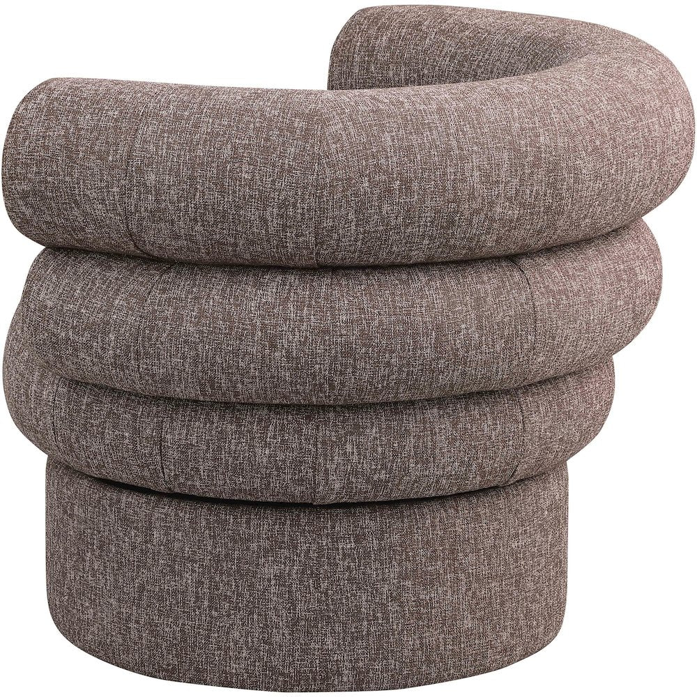 Valentina Brown Linen Textured Fabric Accent Swivel Chair