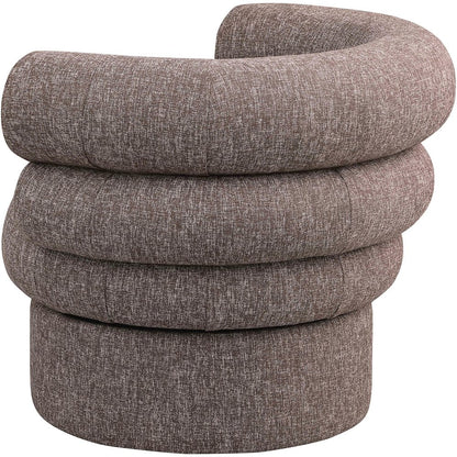 Valentina Brown Linen Textured Fabric Accent Swivel Chair