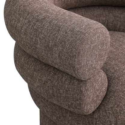 Valentina Brown Linen Textured Fabric Accent Swivel Chair