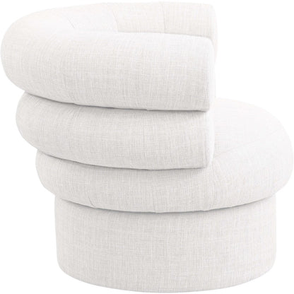 Valentina Cream Linen Textured Fabric Accent Swivel Chair