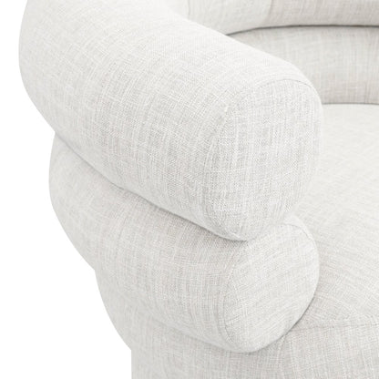 Valentina Cream Linen Textured Fabric Accent Swivel Chair