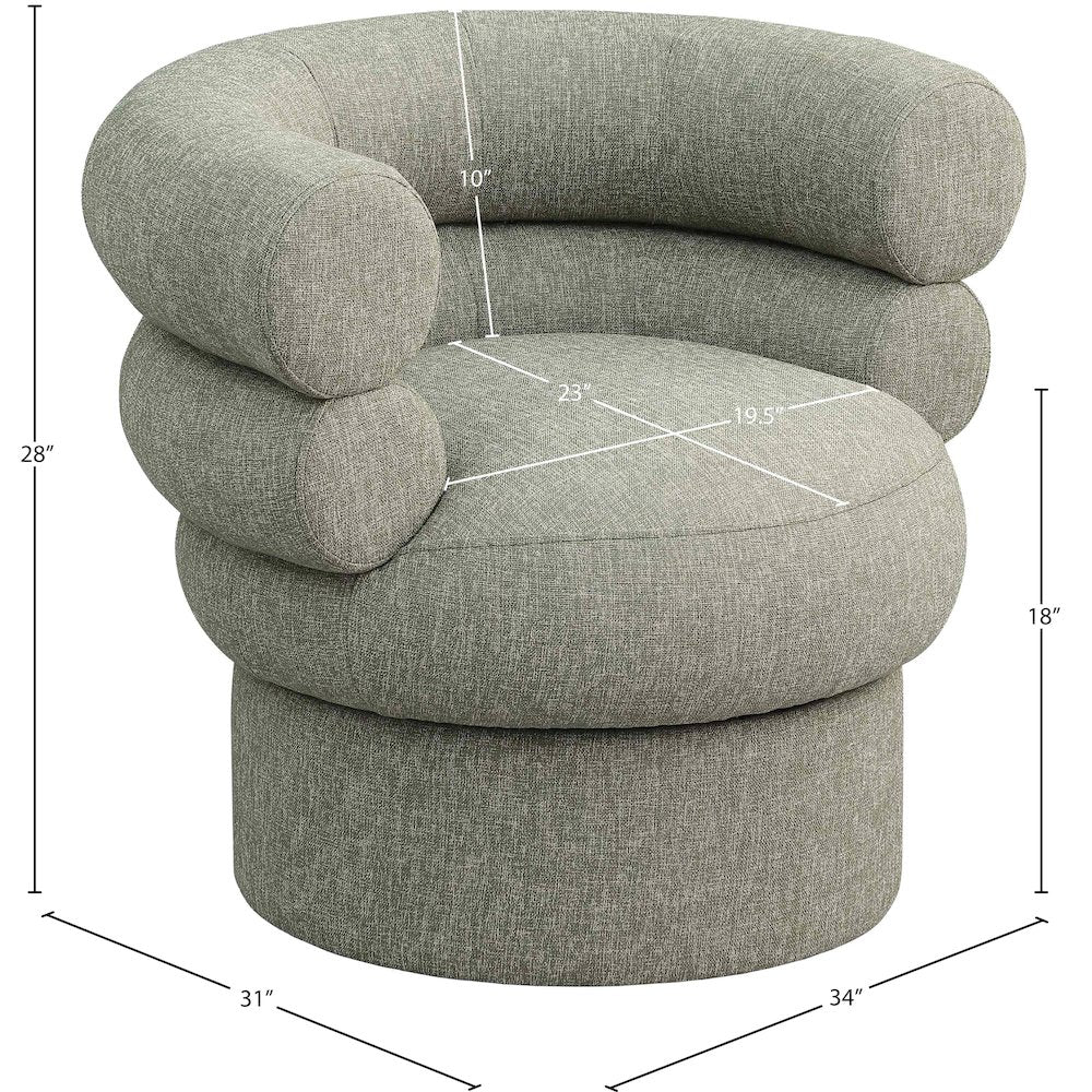 Valentina Green Linen Textured Fabric Accent Swivel Chair