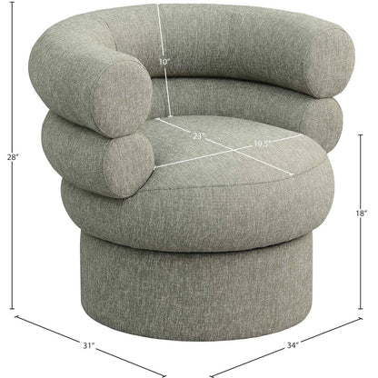 Valentina Green Linen Textured Fabric Accent Swivel Chair