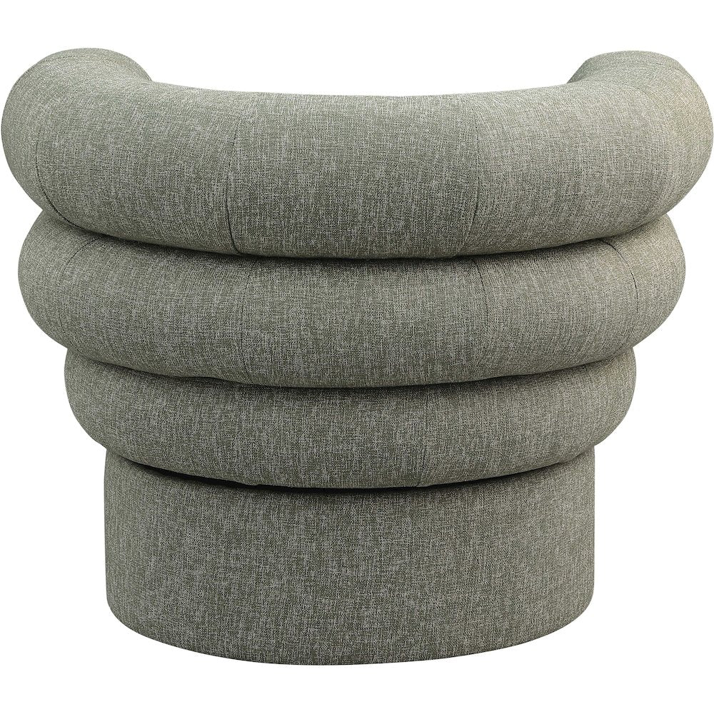 Valentina Green Linen Textured Fabric Accent Swivel Chair