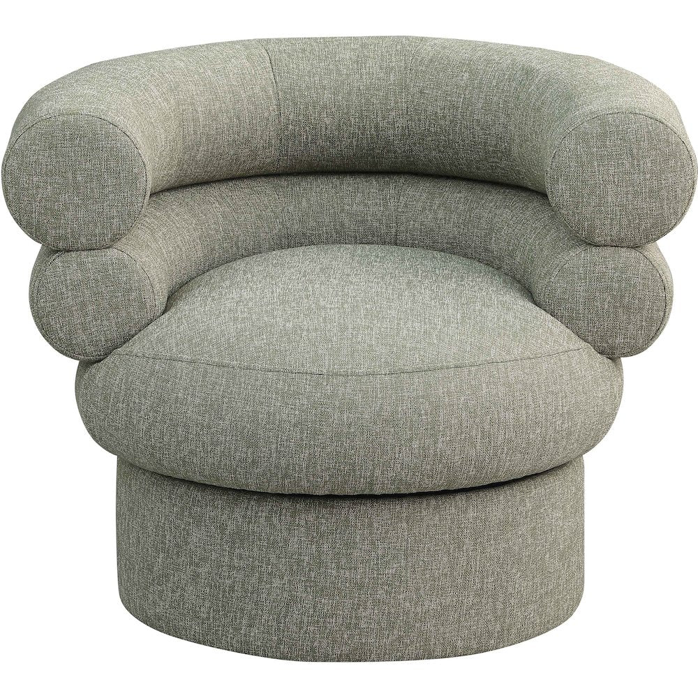 Valentina Green Linen Textured Fabric Accent Swivel Chair