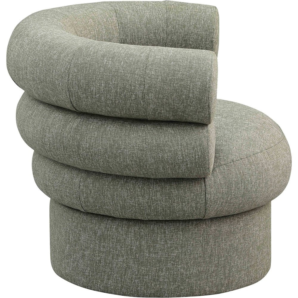 Valentina Green Linen Textured Fabric Accent Swivel Chair