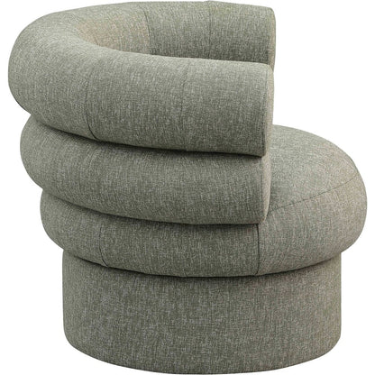 Valentina Green Linen Textured Fabric Accent Swivel Chair