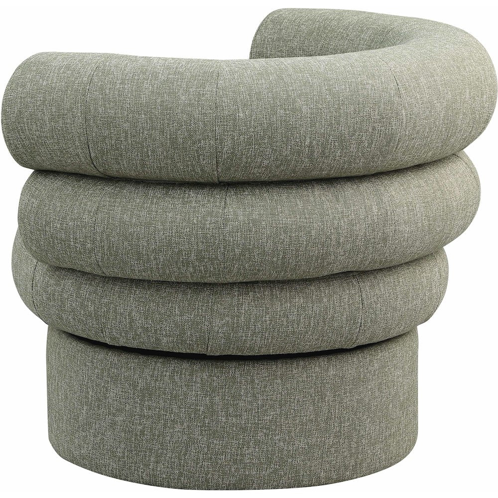 Valentina Green Linen Textured Fabric Accent Swivel Chair