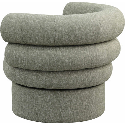 Valentina Green Linen Textured Fabric Accent Swivel Chair