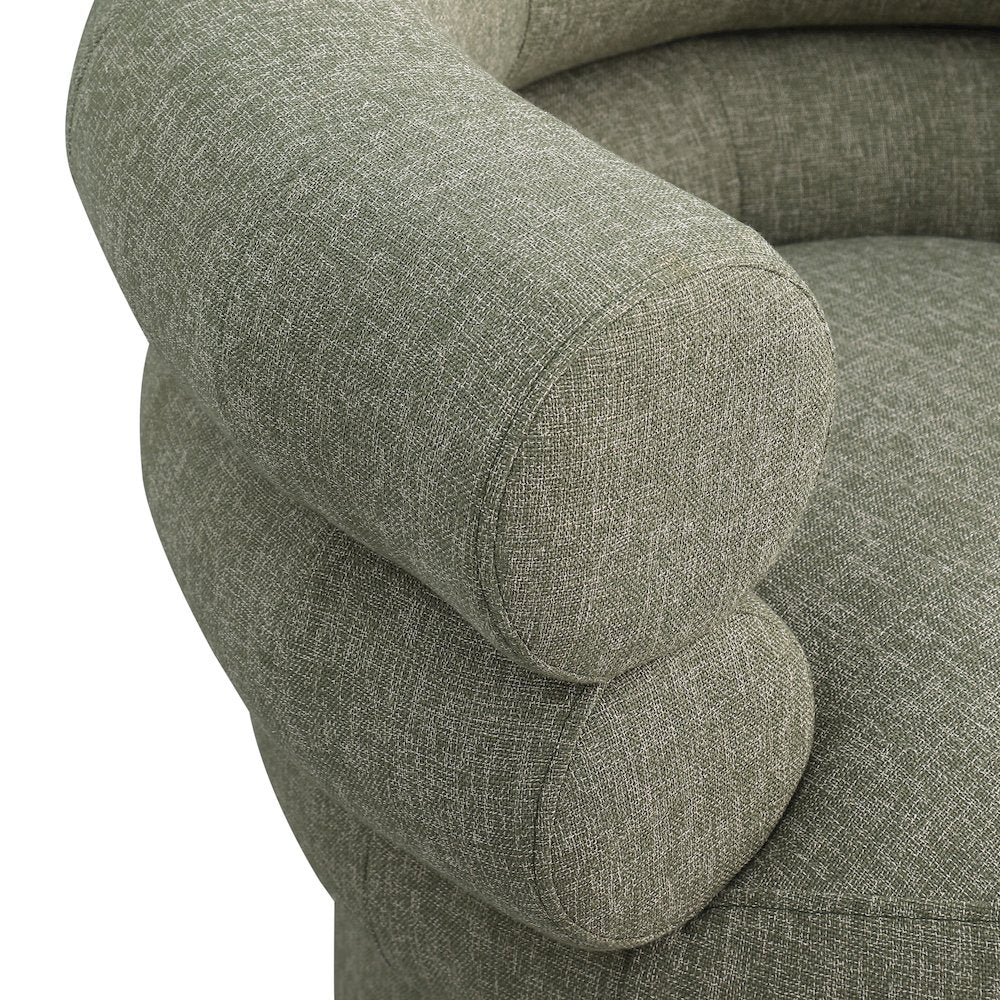 Valentina Green Linen Textured Fabric Accent Swivel Chair