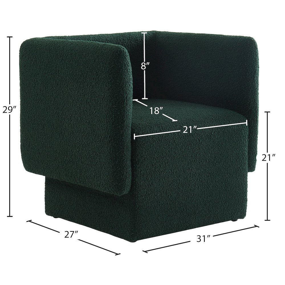 Vera Green Boucle Fabric Accent Chair
