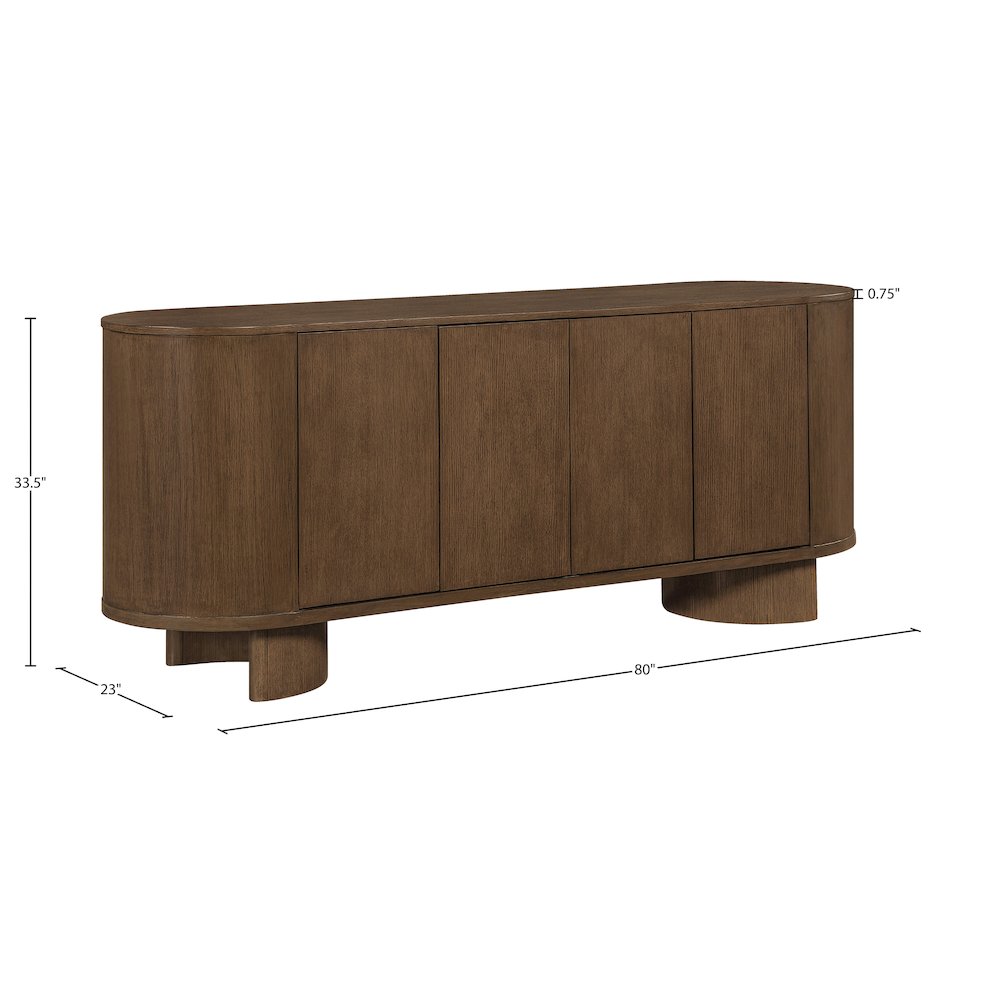 Caldra Brown Oak Veneer And Solid Wood Sideboard/Buffet
