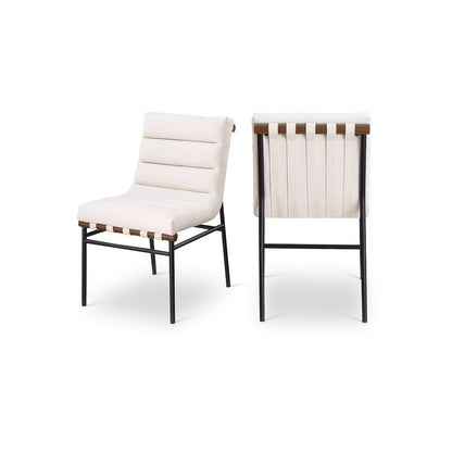Burke Cream Vegan Leather Dining Chair, Set of 2