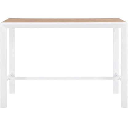 Brown Wood Look Outdoor Patio Table With Aluminum Frame And Contemporary Style