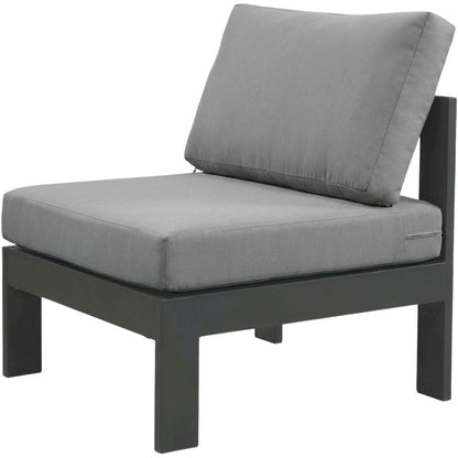 Gray Fabric Outdoor Patio Aluminum Armless Chair With Contemporary Style