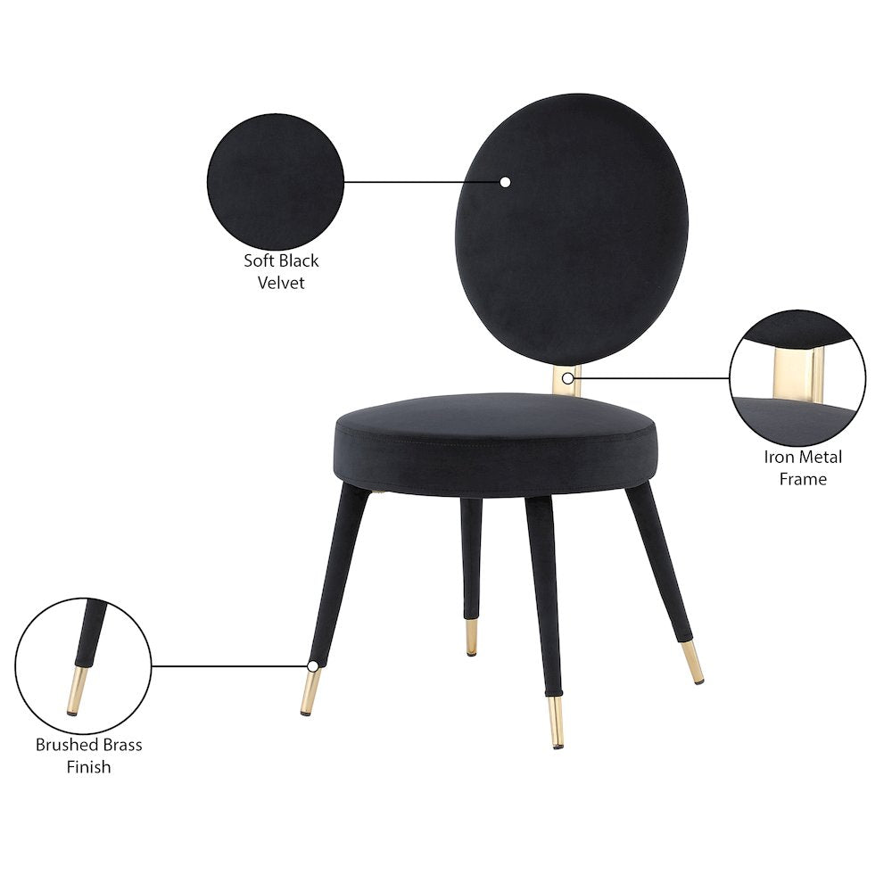 Brandy Black Velvet Dining Chair, Set of 2