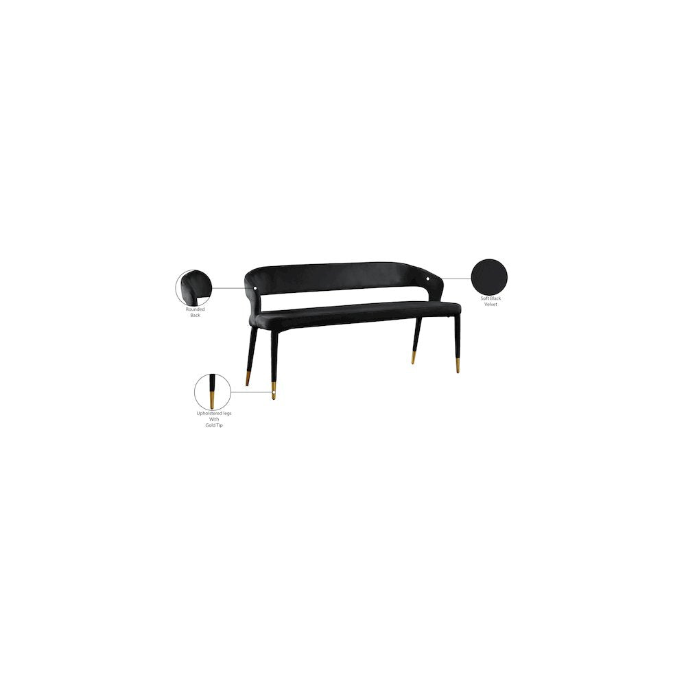 Destiny Black Velvet Bench