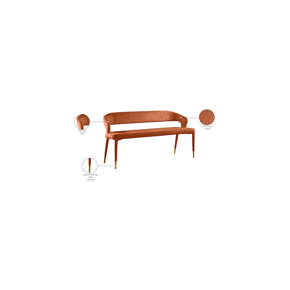 Destiny Cognac Velvet Bench