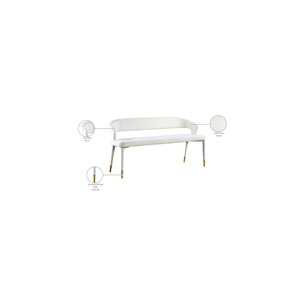 Destiny Cream Velvet Bench