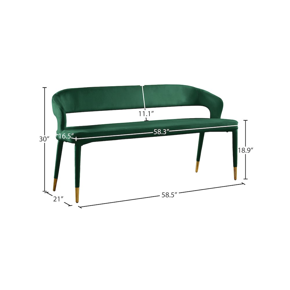 Destiny Green Velvet Bench