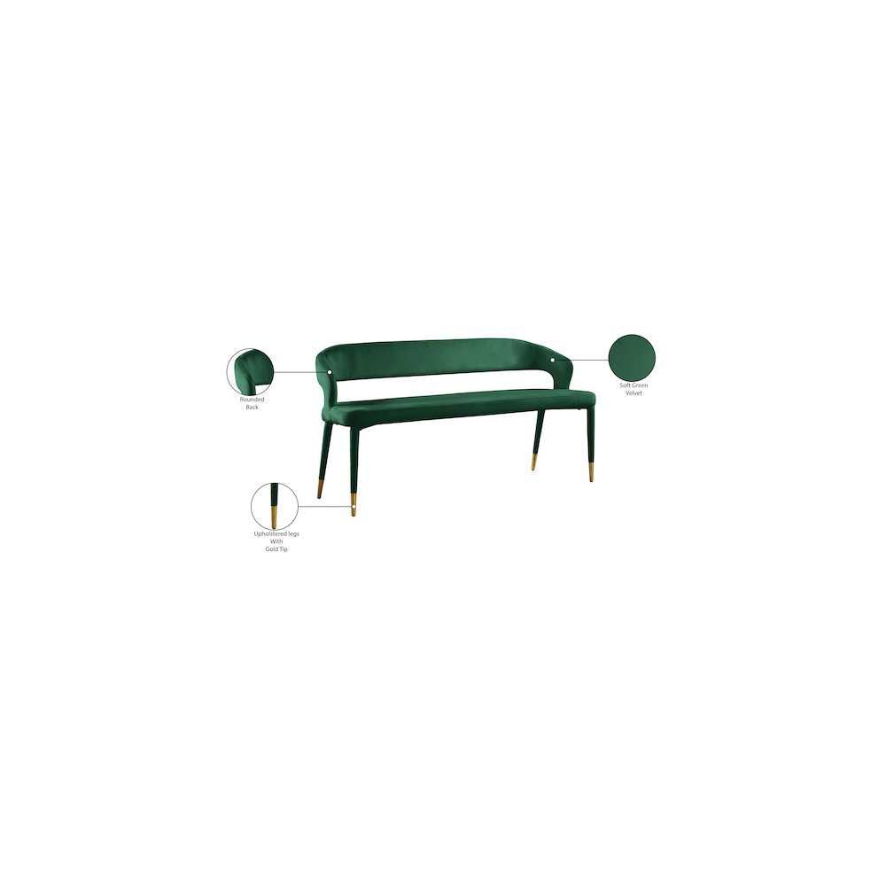 Destiny Green Velvet Bench
