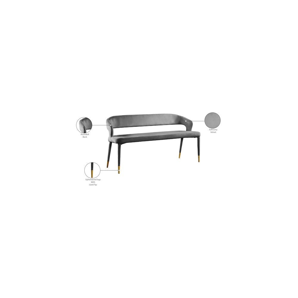Destiny Grey Velvet Bench