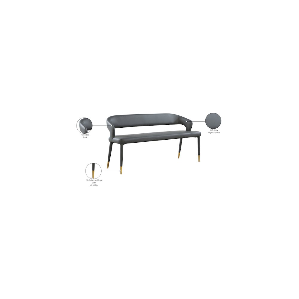 Destiny Grey Vegan Leather Bench