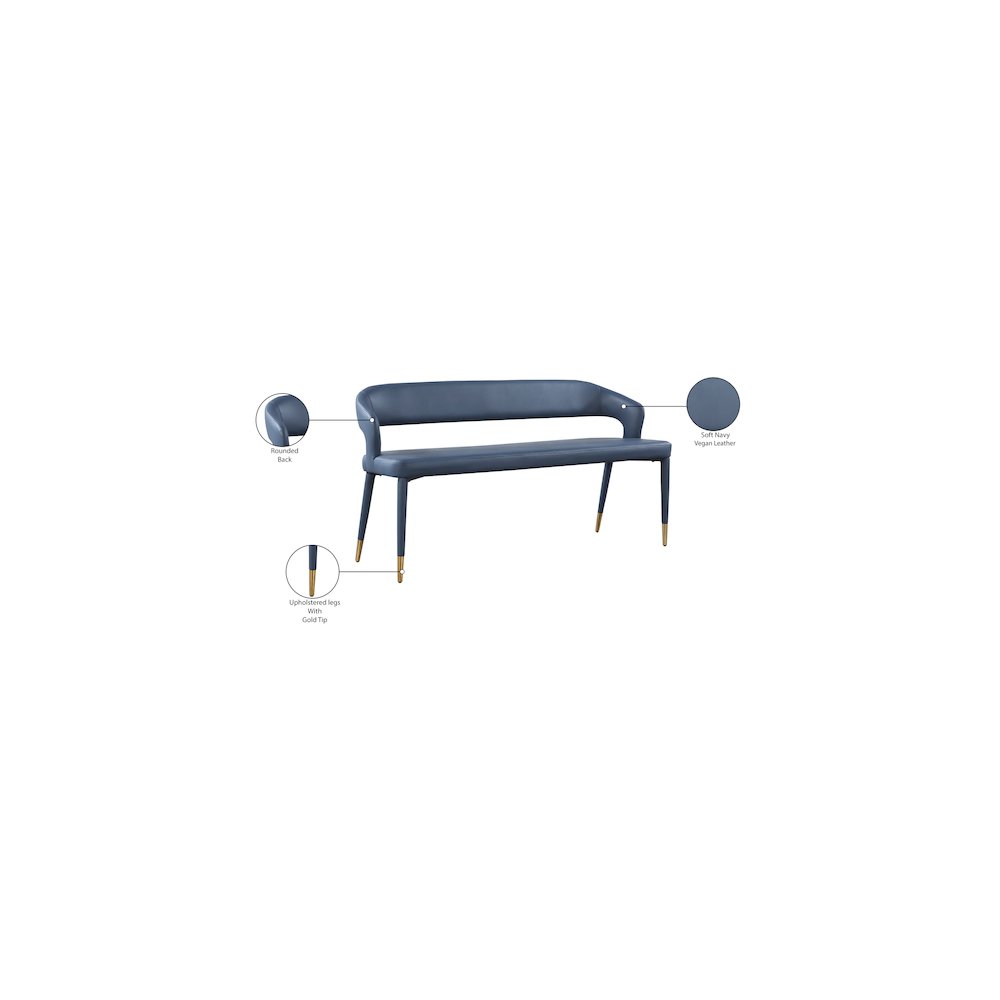 Destiny Navy Vegan Leather Bench