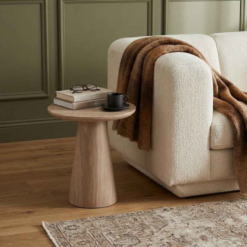 Cassino Travertine Concrete Indoor/Outdoor End Table
