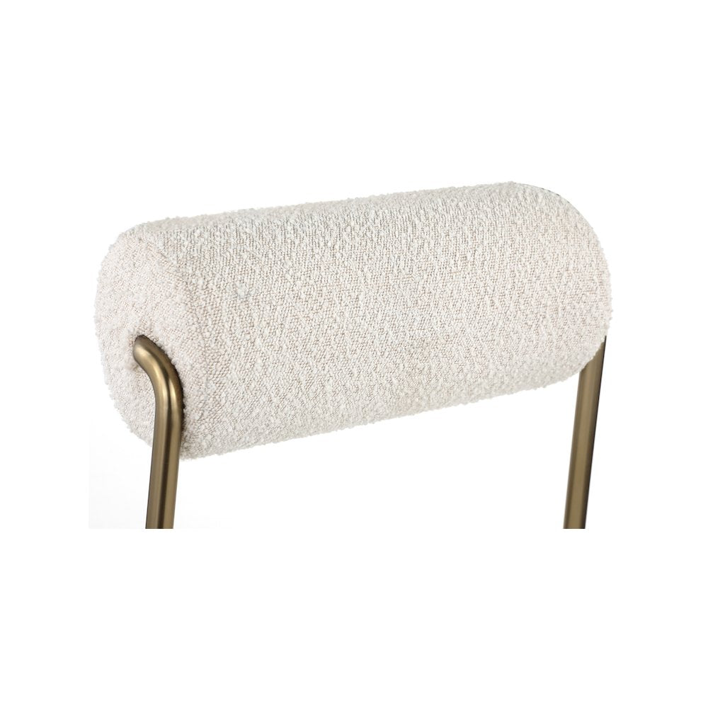 Carly Cream Vegan Leather Seat / Boucle Fabric Back Dining Chair, Set of 2