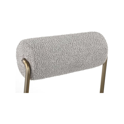 Carly Taupe Vegan Leather Seat / Boucle Fabric Back Dining Chair, Set of 2