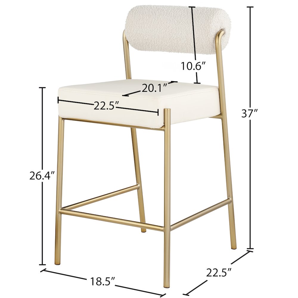 Carly Cream Vegan Leather Seat / Boucle Fabric Back Counter Stool