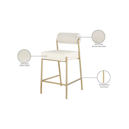 Carly Cream Vegan Leather Seat / Boucle Fabric Back Counter Stool