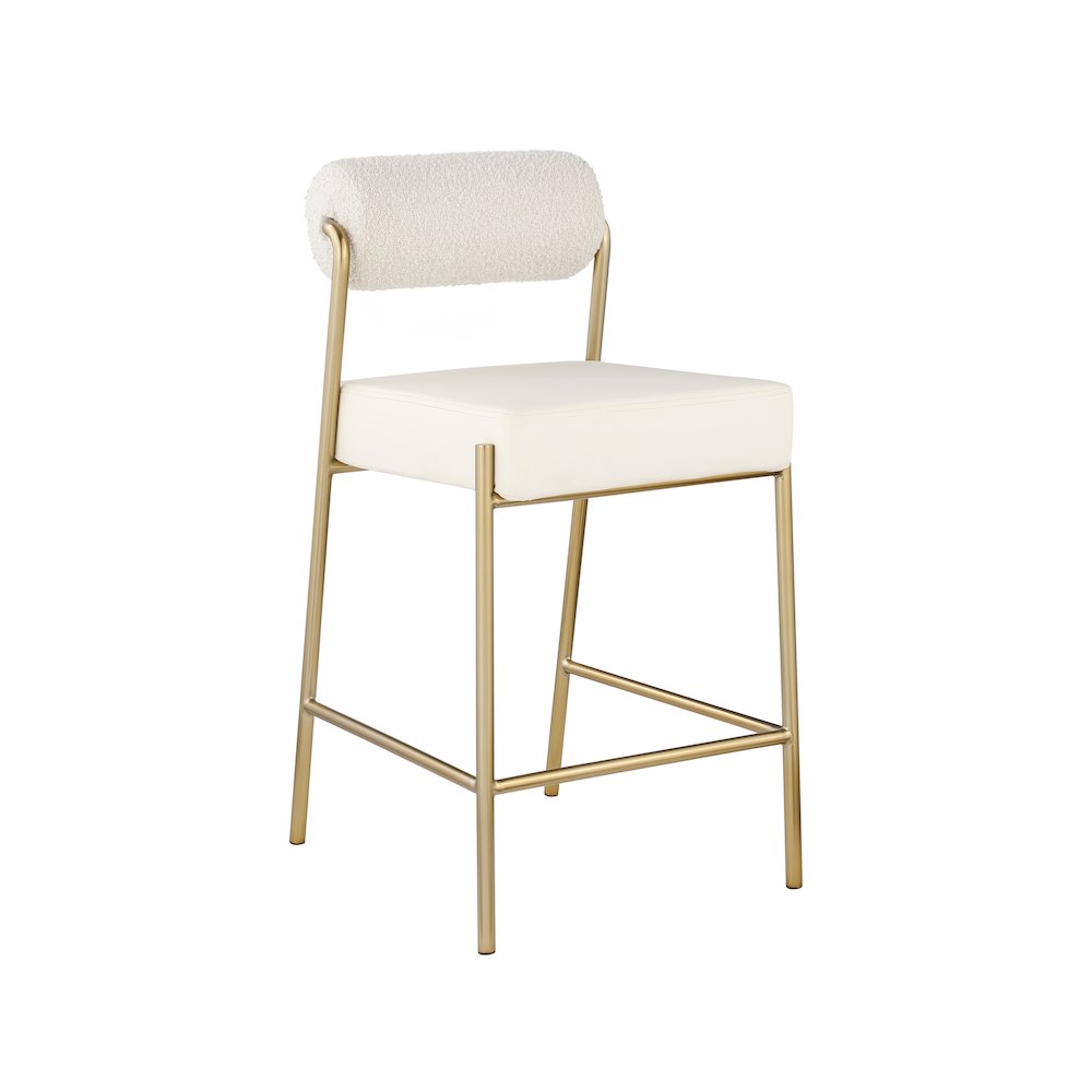Carly Cream Vegan Leather Seat / Boucle Fabric Back Counter Stool