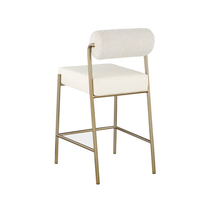 Carly Cream Vegan Leather Seat / Boucle Fabric Back Counter Stool