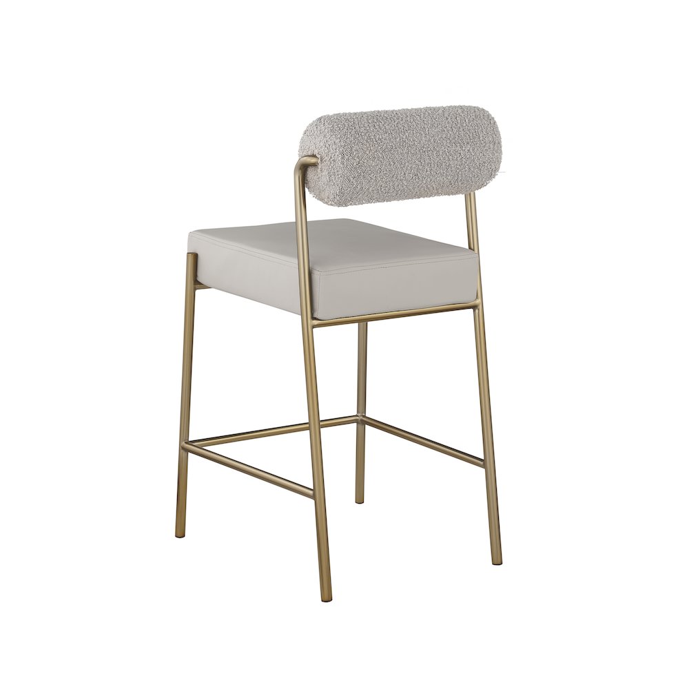 Carly Taupe Vegan Leather Seat / Boucle Fabric Back Counter Stool