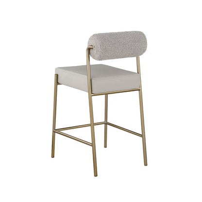 Carly Taupe Vegan Leather Seat / Boucle Fabric Back Counter Stool